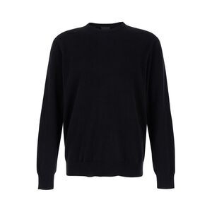 Plain Men Black Crewneck Long Sleeve Sweater In Cashmere Man